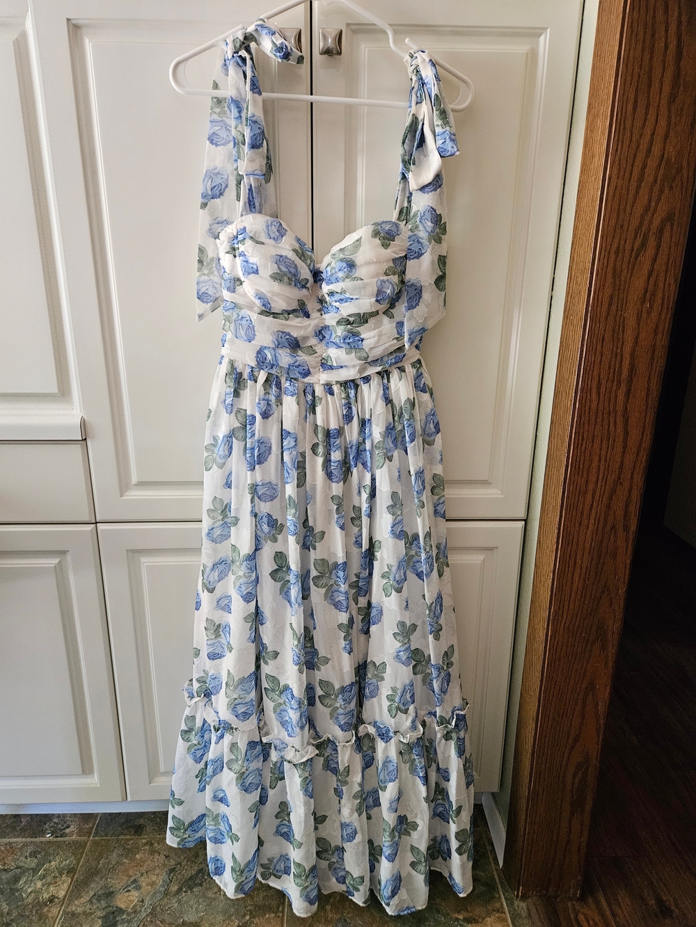 Mable Floral White Smocked Tiered Midi Maxi Sundress Feminine Romantic Coquette